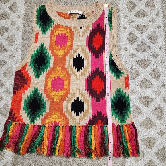 Alice + Olivia Reva Fringe Crochet Peplum Top - Picture 7 of 9